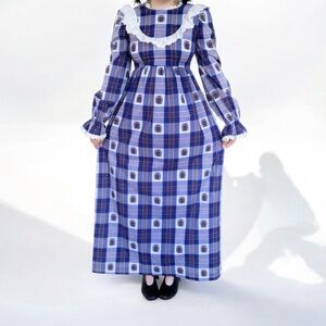 vintage plaid maxi dress